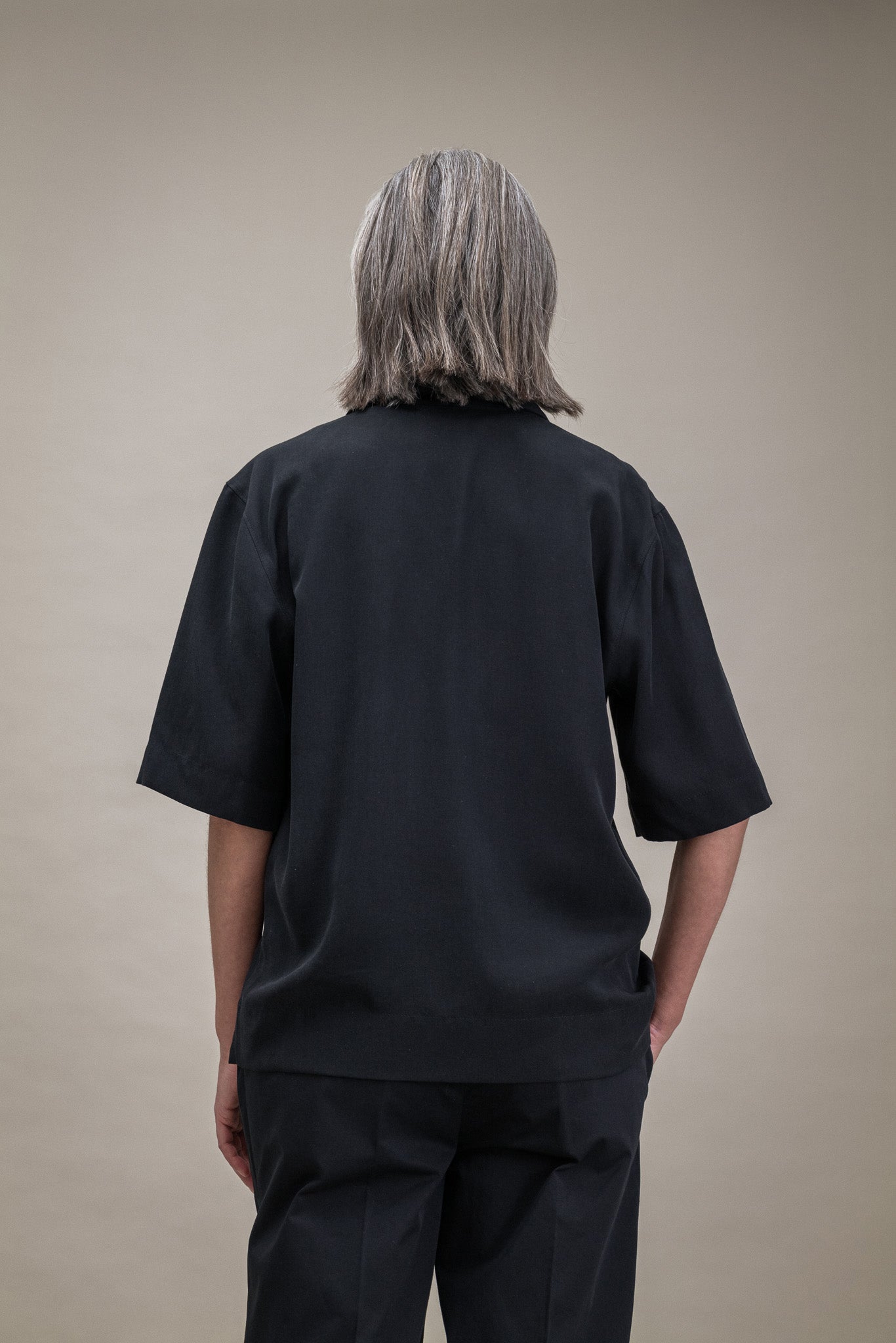 Minimalist Blouse in Black with Flower Print