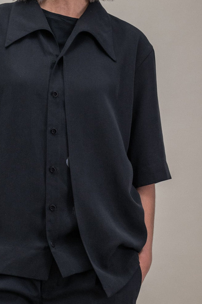 Minimalist Blouse in Black with Flower Print