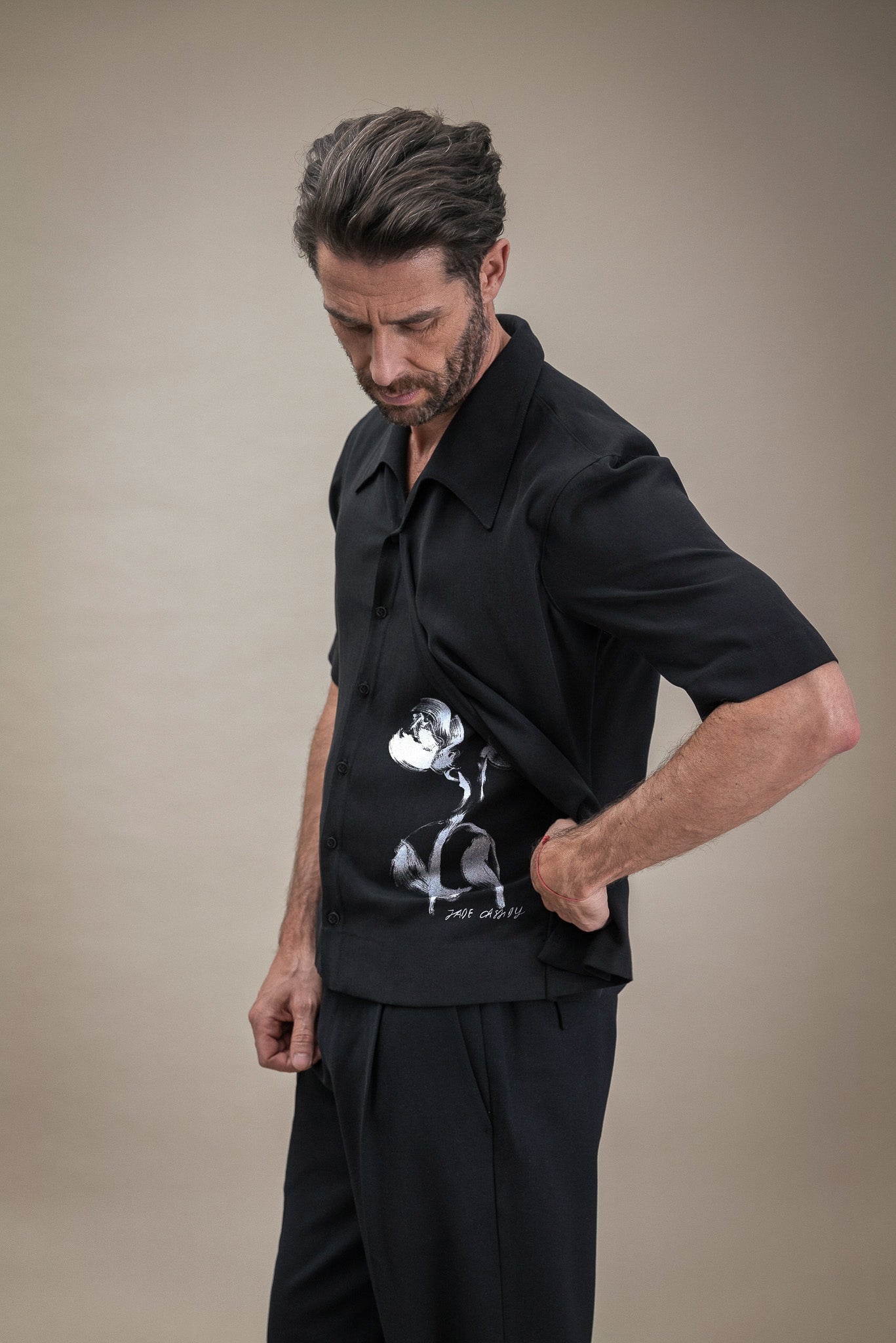 Minimalist Black Short Sleeve Shirt for Men