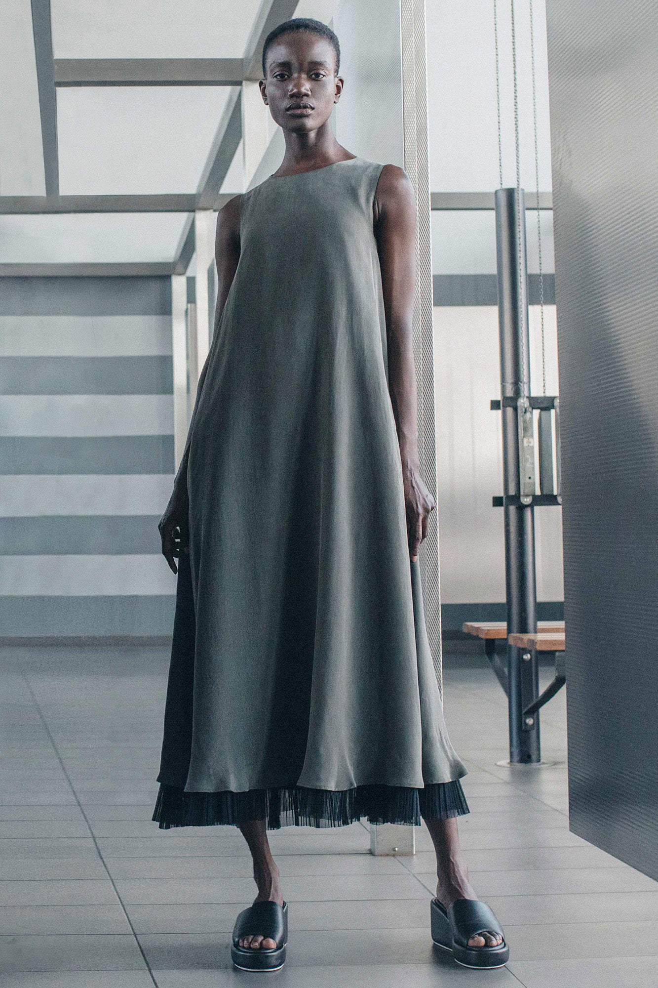 Mar1na II Grey Green Maxi Dress