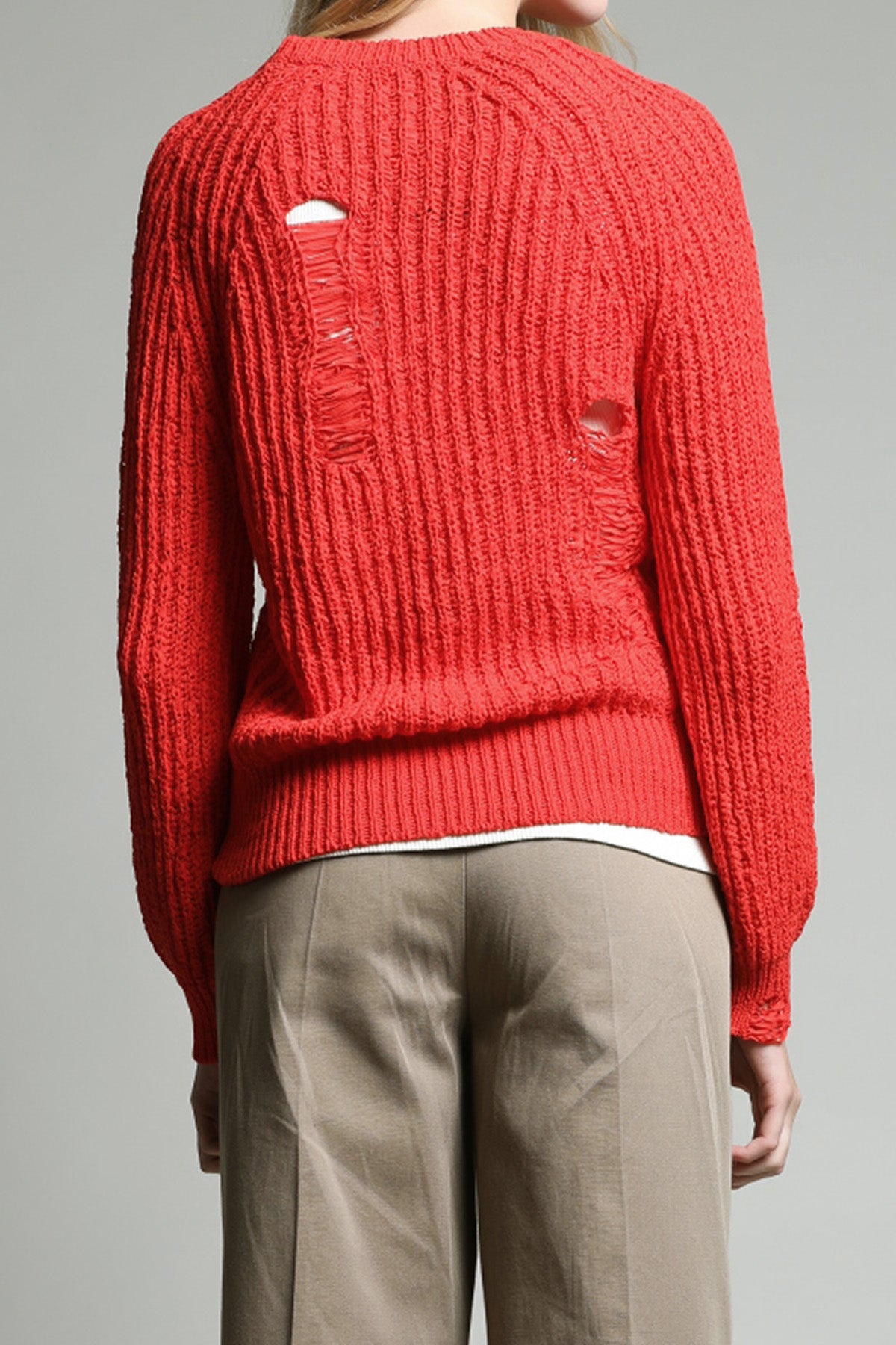 Distressed Summer Knit in Red