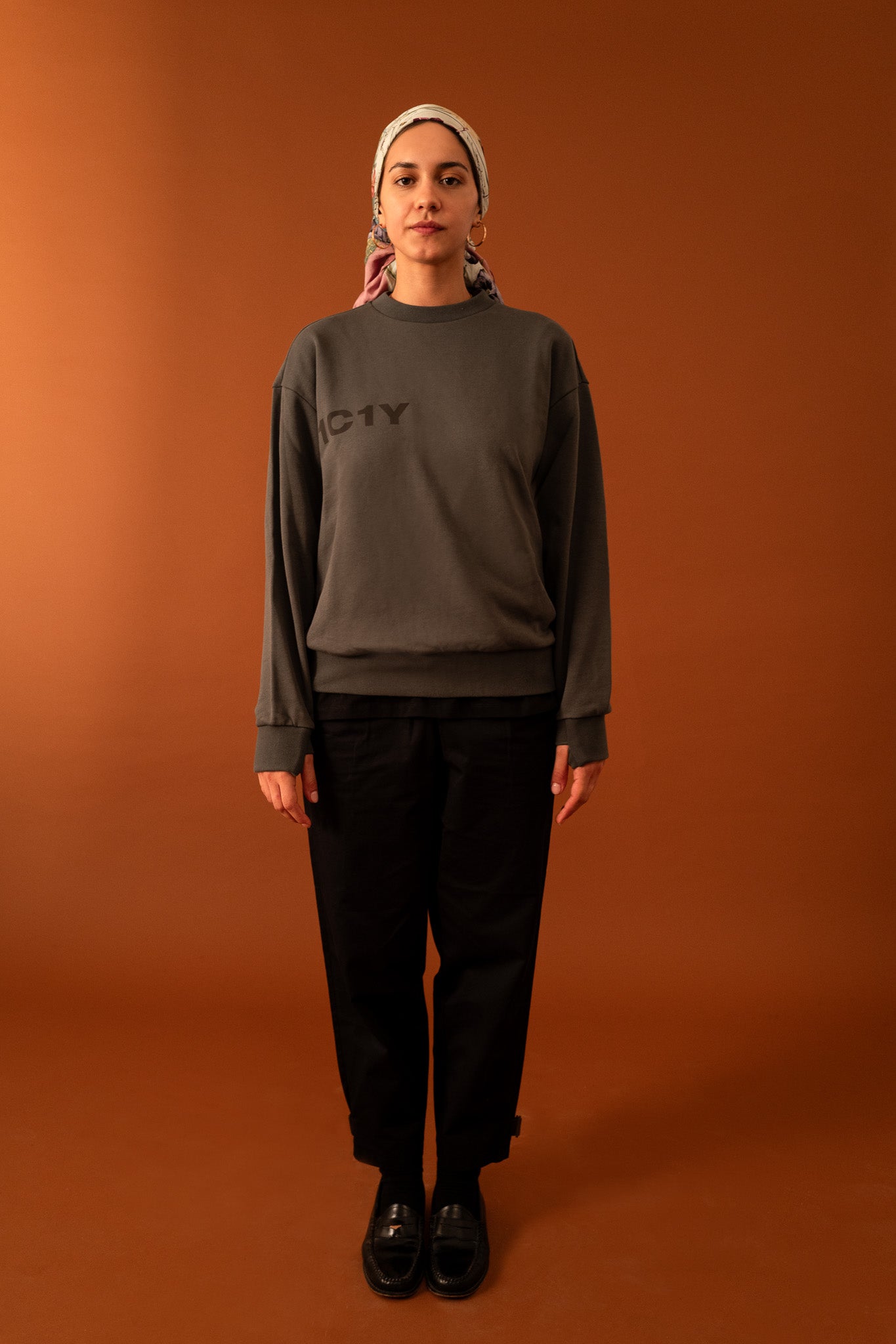 One Sweat Olive Grey Sweatshirt for Women