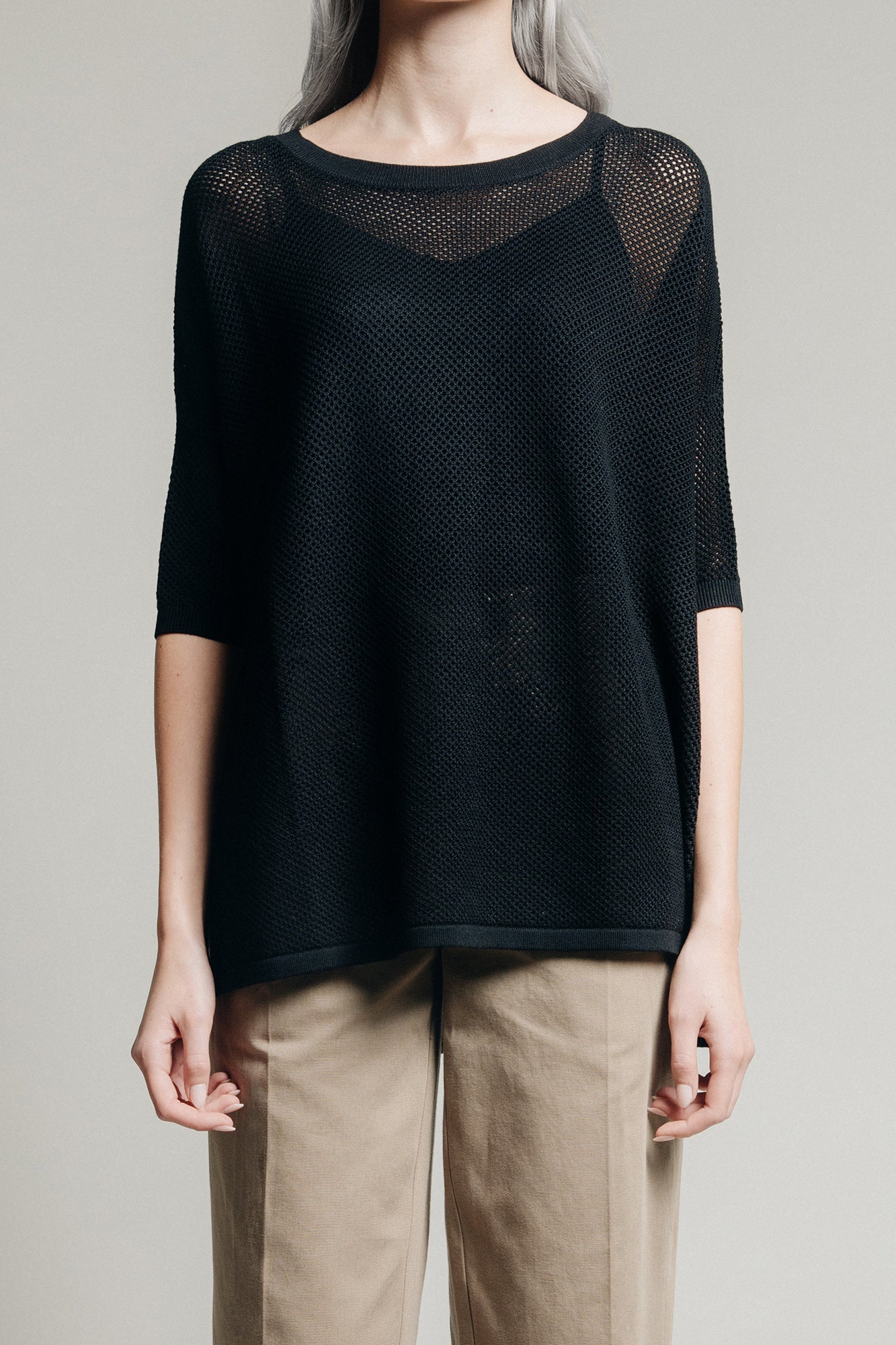 Ayd1 Knitted Womens Mesh Top in Black - 1C1Y | One Child One Year