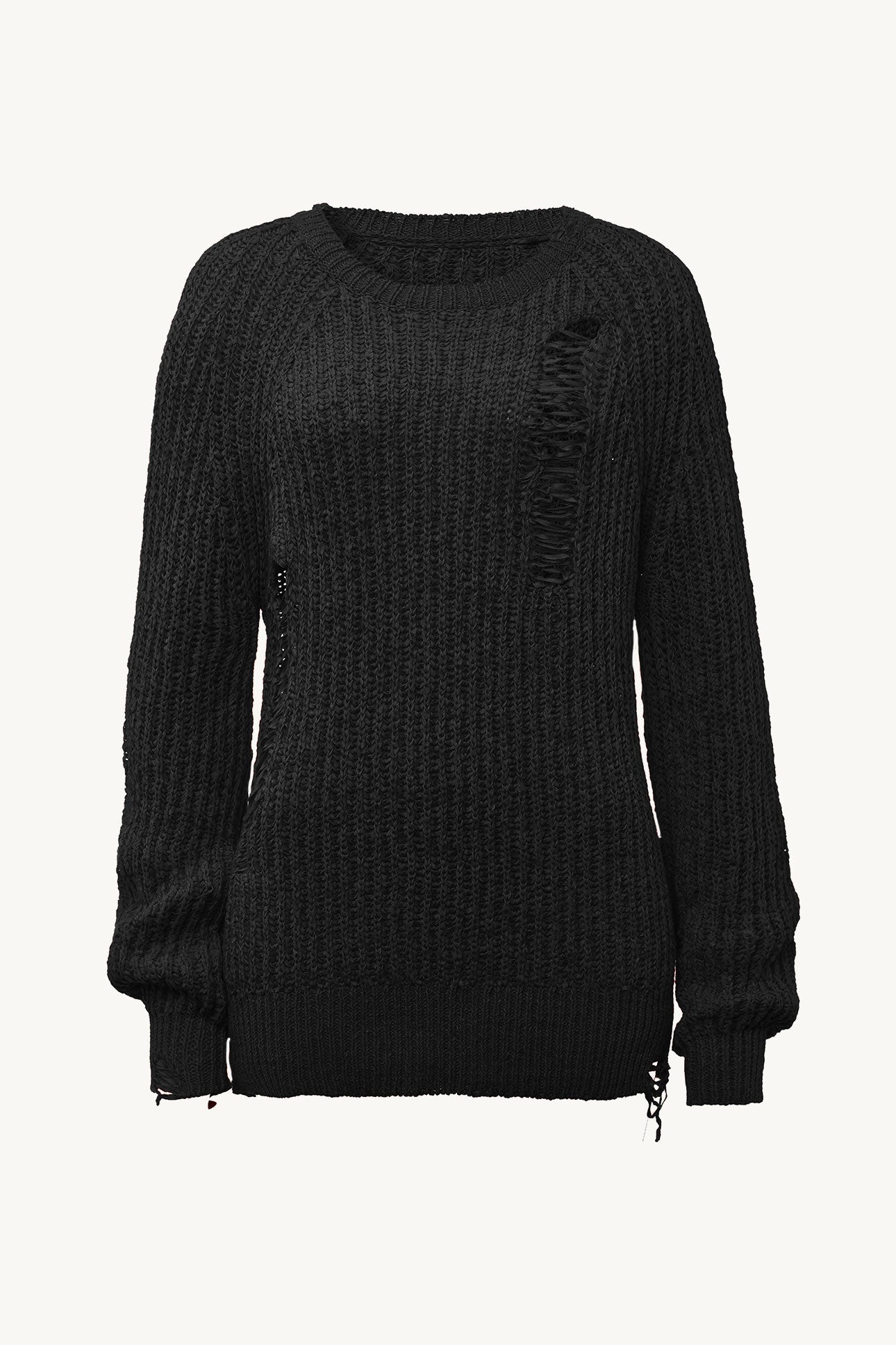 Distressed Knit Sweater in Black - 1C1Y | One Child One Year