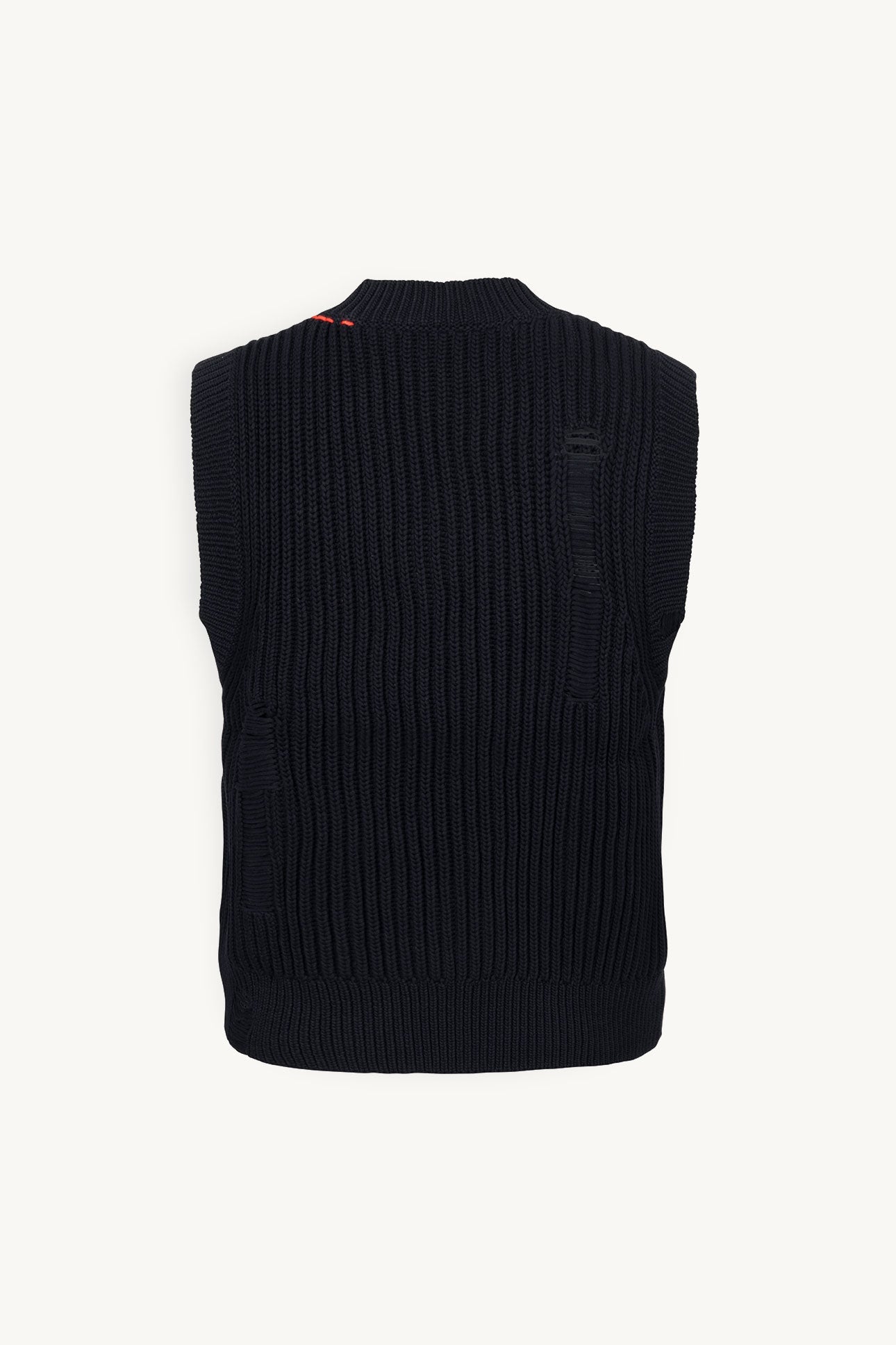 Husse1n Distressed Men Knit Vest in Black - 1C1Y | One Child One Year