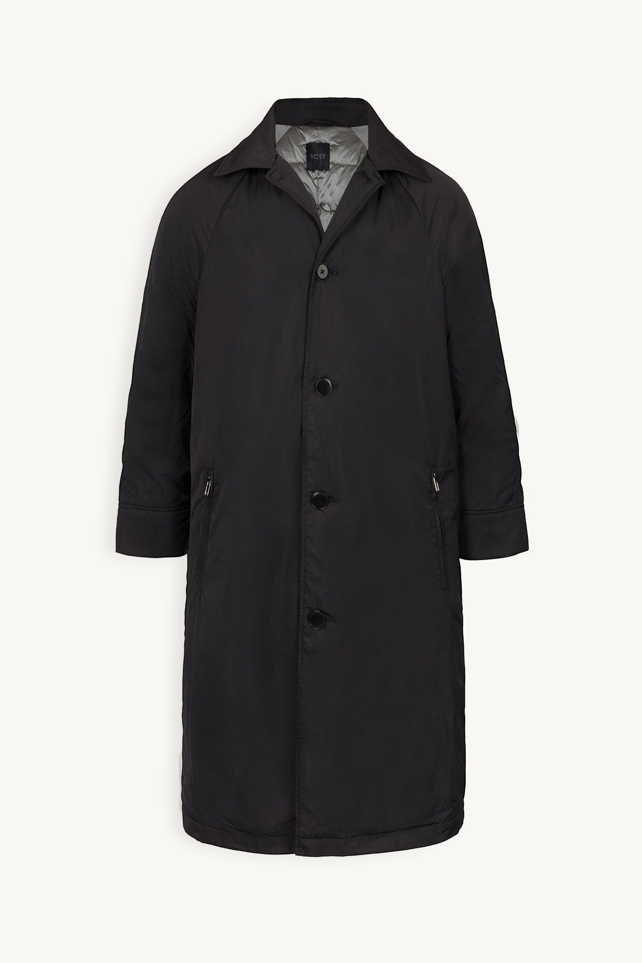 One Raincoat Padded Black Coat with Buttons - 1C1Y | One Child One Year