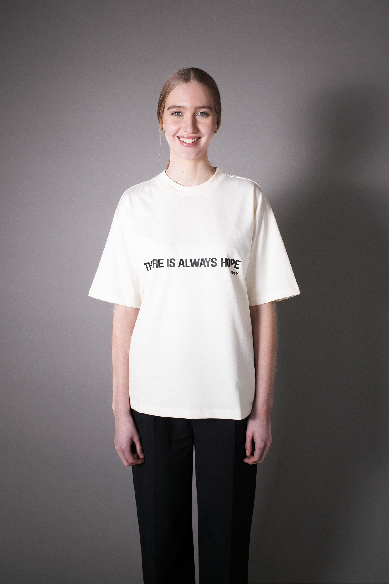 Oversized Organic Cotton T-Shirt in White - One T Hope | 1C1Y