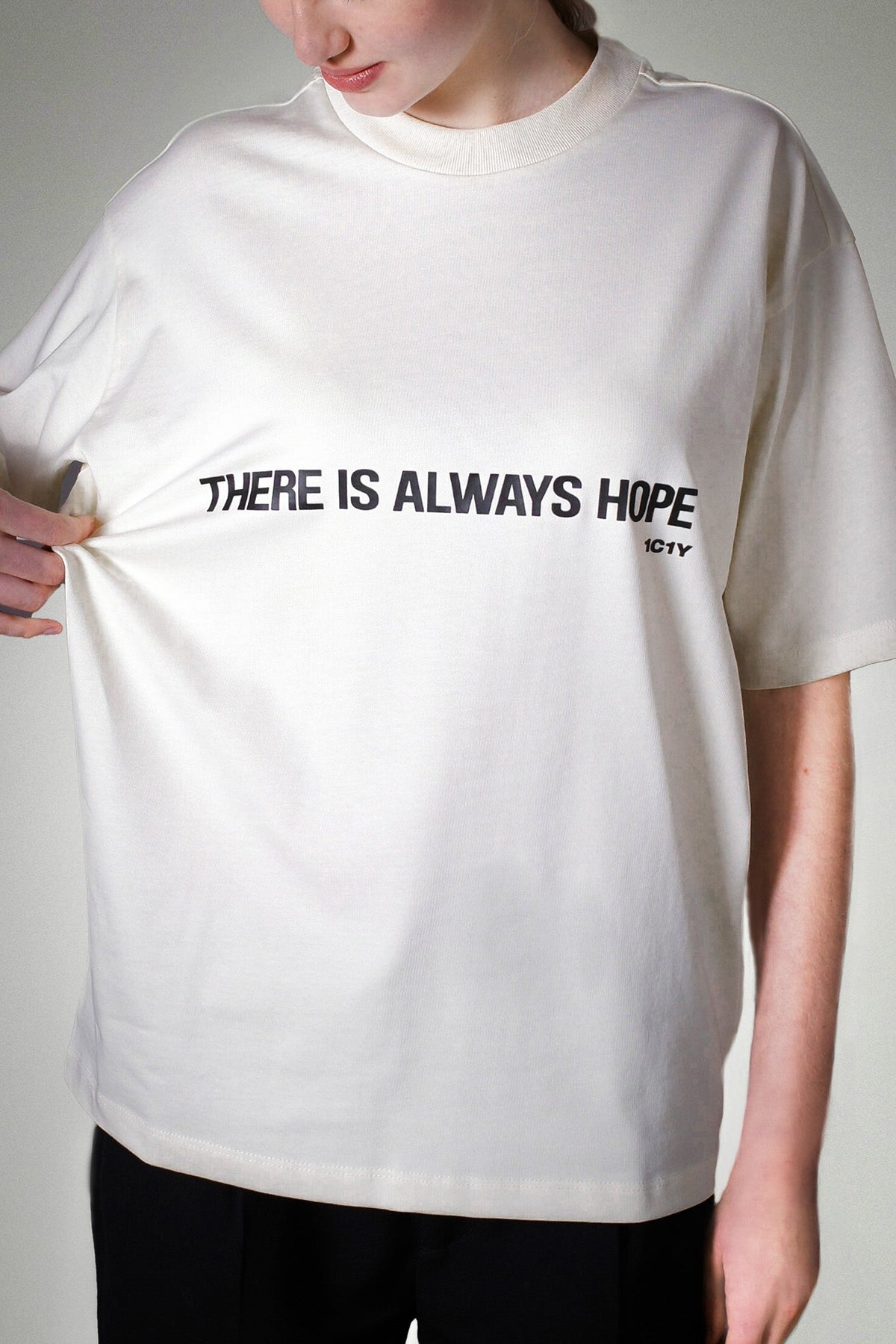 Oversized Cotton T-Shirt with Hope Print