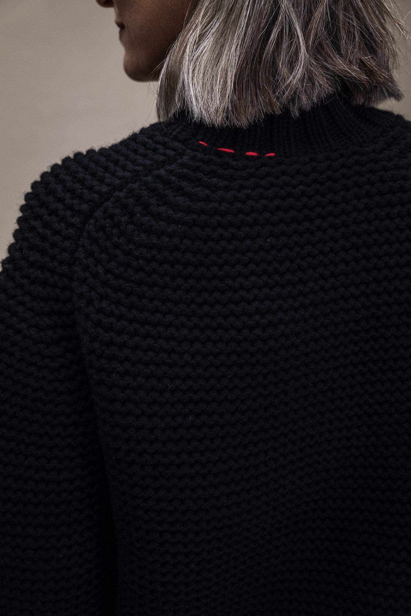 Oversized Knit Sweater in Black for Women