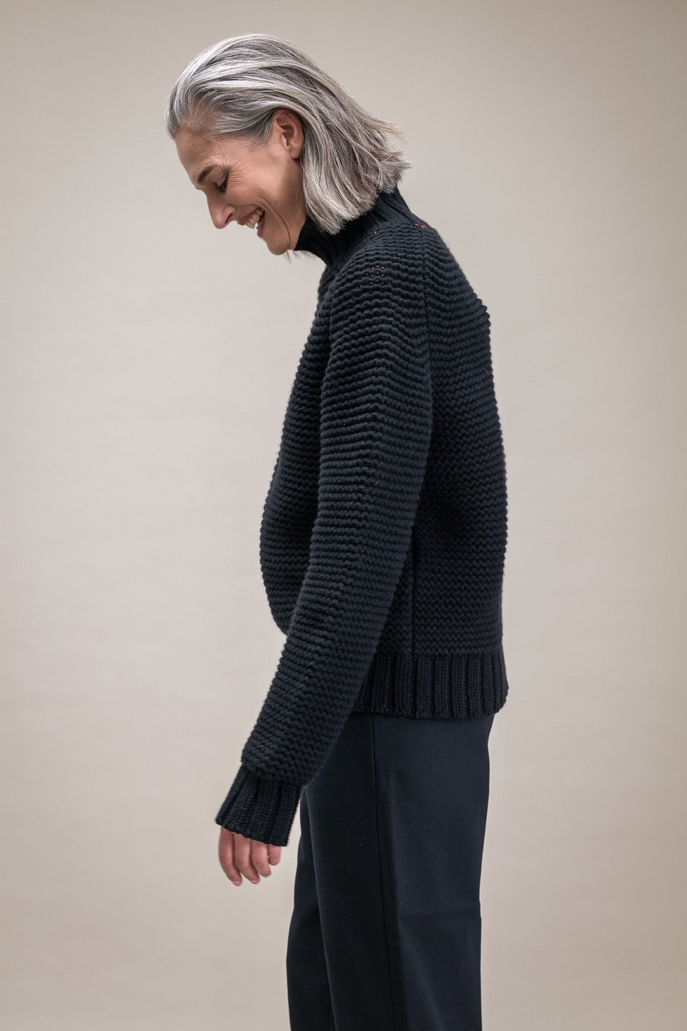 Oversized Knit Sweater in Black for Women
