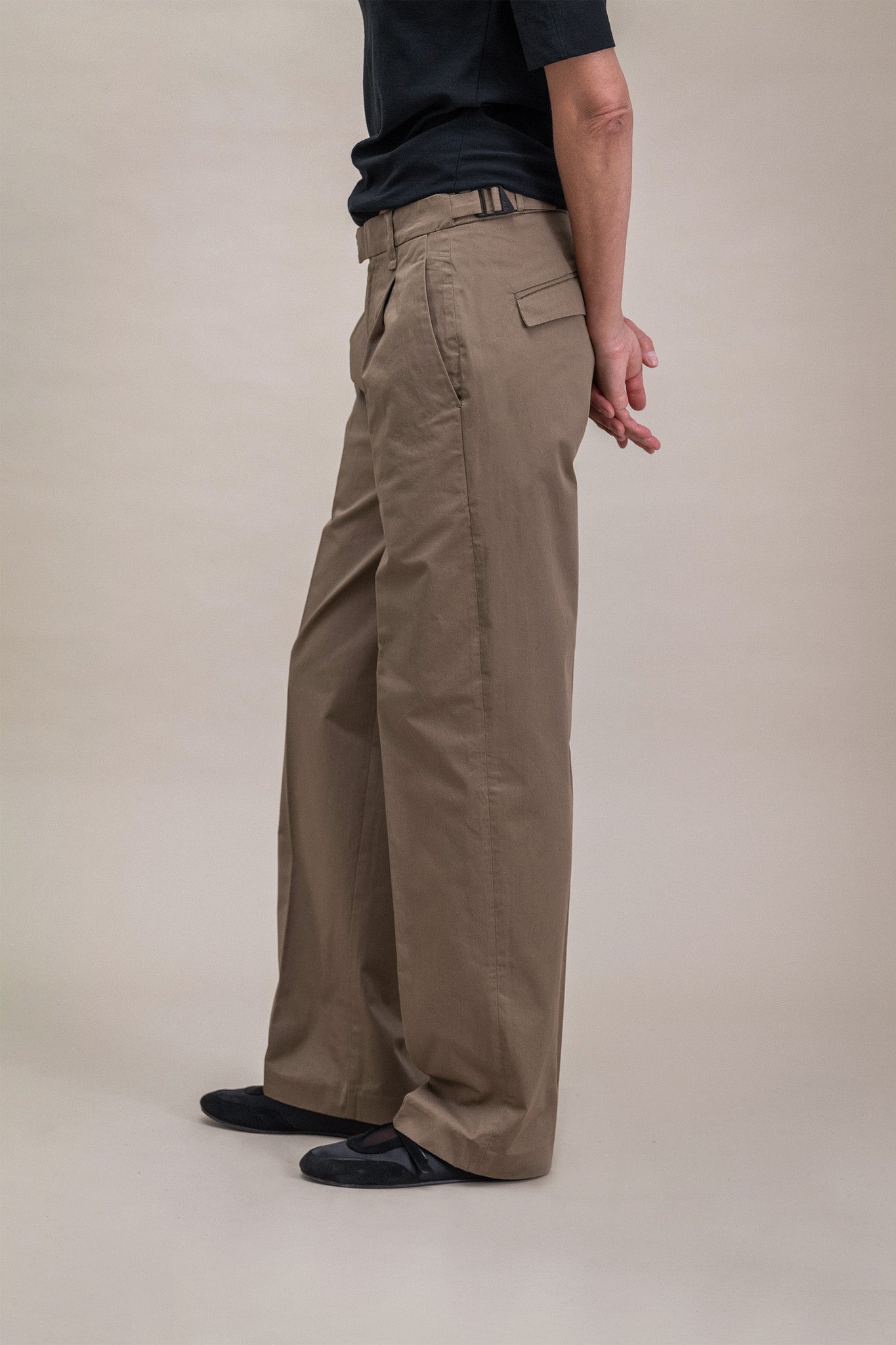 Wide Cotton Pants for Women in Brown