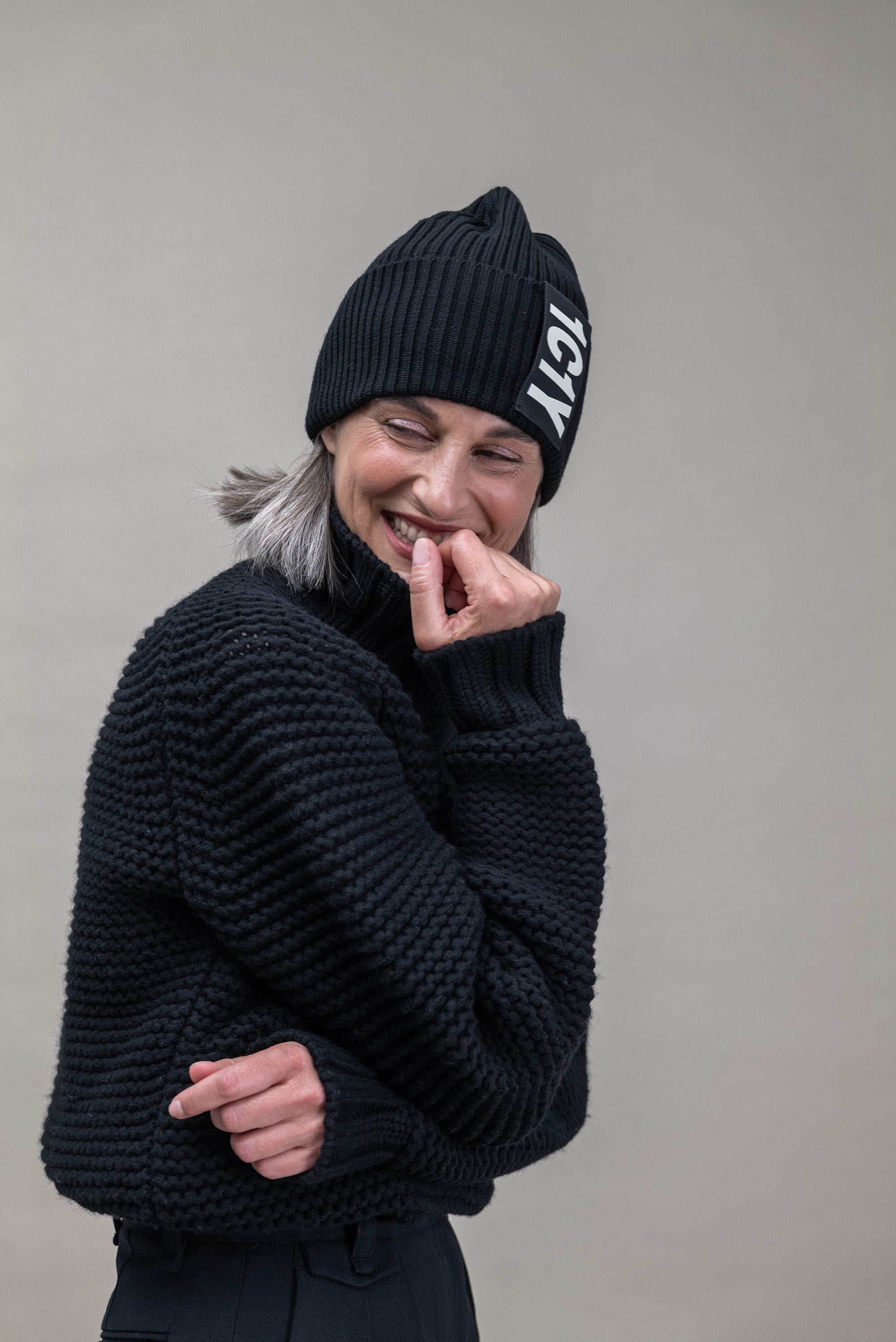 Black Merino Beanie with 1C1Y Logo
