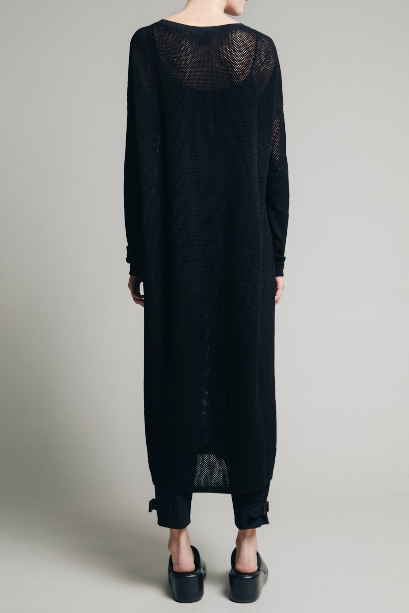 Fat1ma Knitted Mesh Tunic in Black
