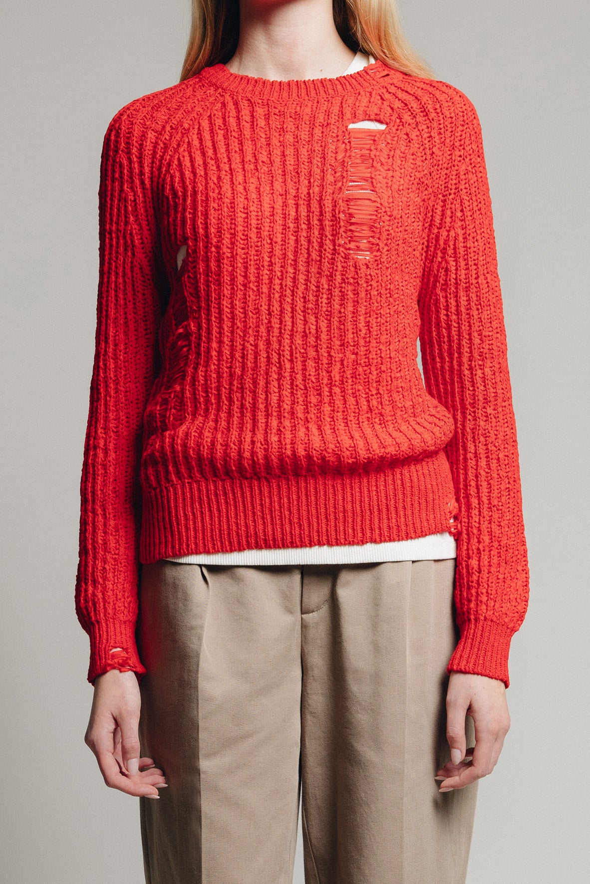 Distressed Summer Knit in Red