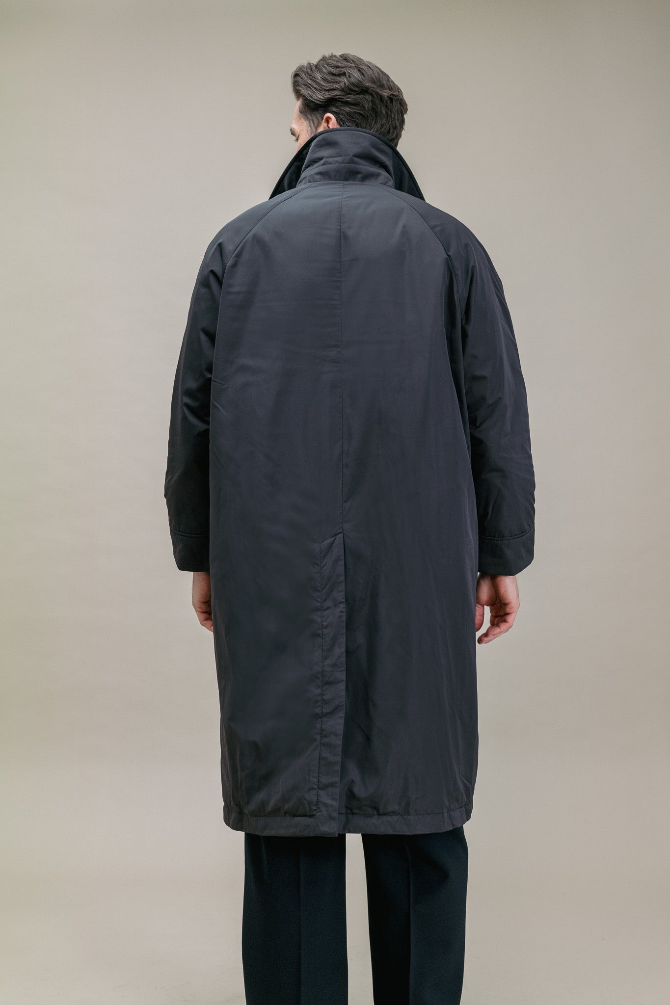 One Raincoat Padded Black Coat with Buttons