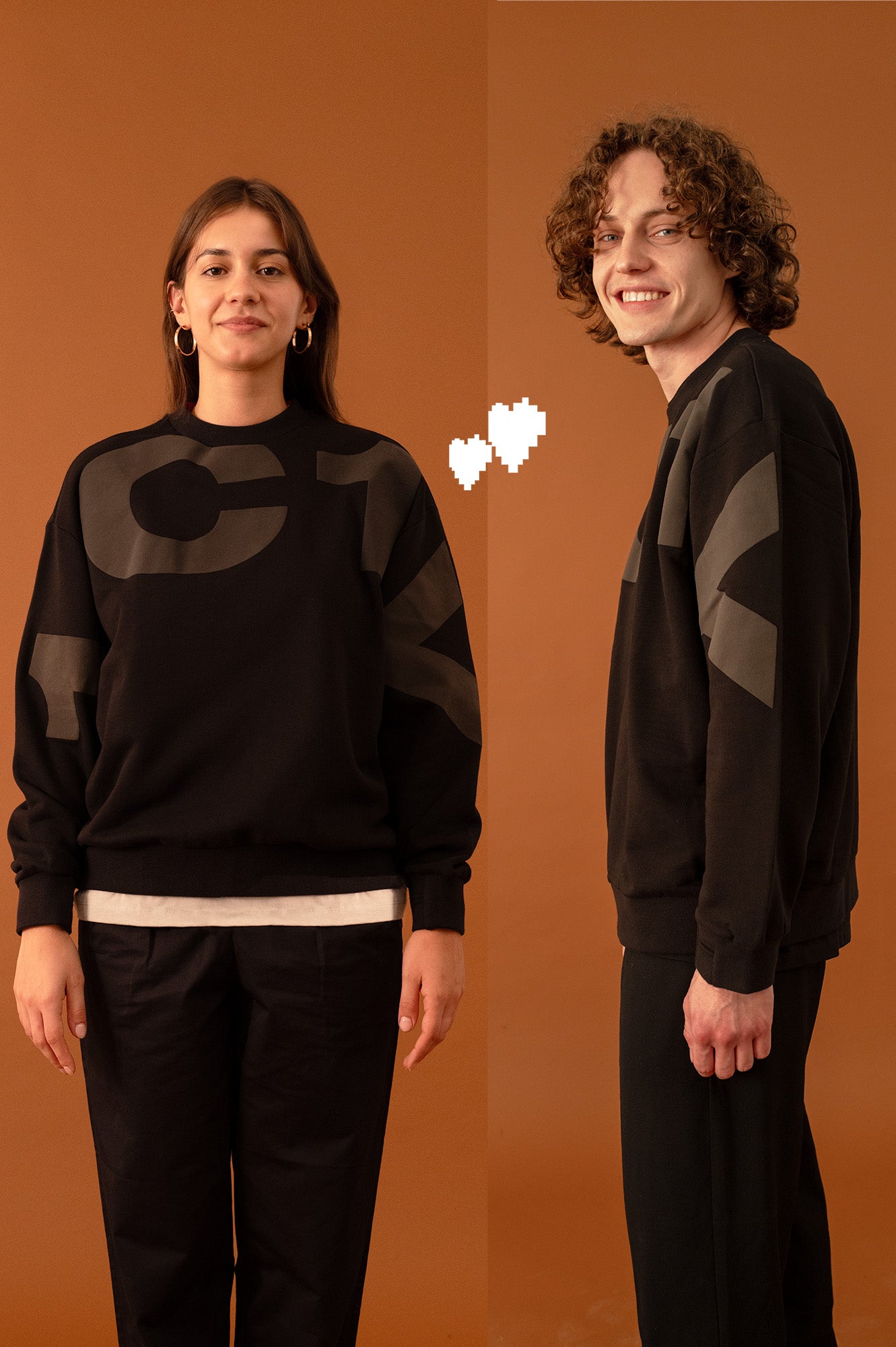 舒适毛衣套装 - 印花宽松套头衫