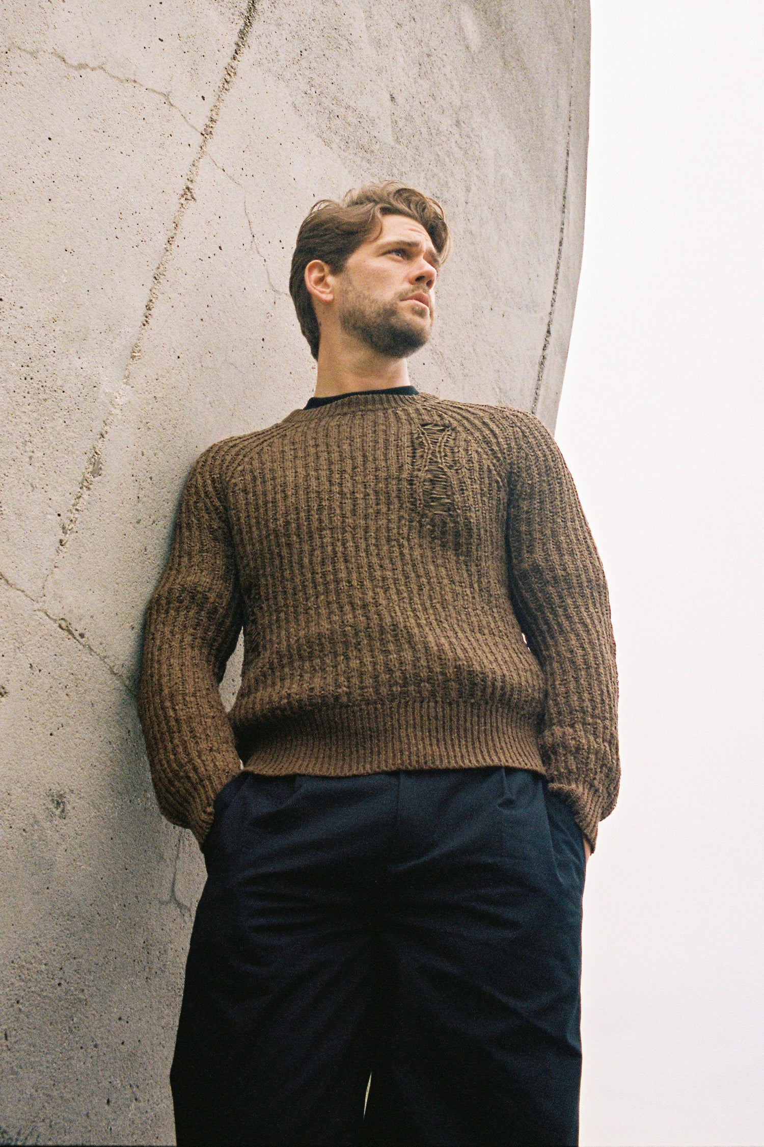 Distressed Sweater in Brown