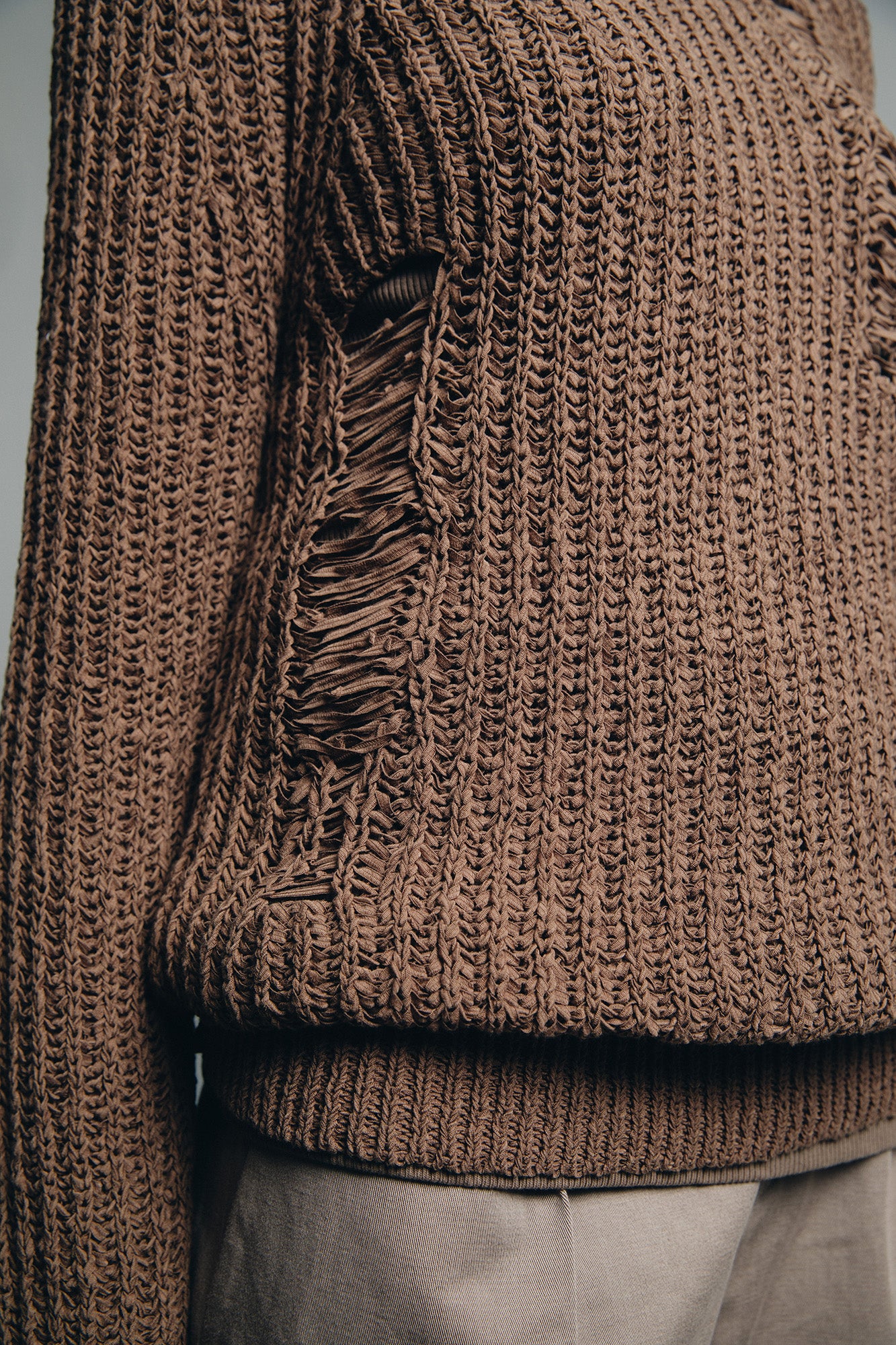 Distressed Sweater in Brown