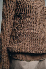 Distressed Sweater in Brown
