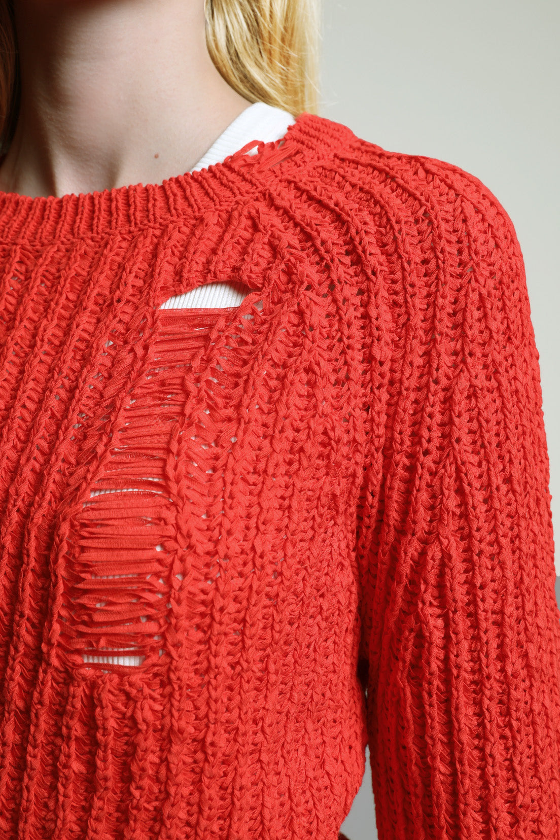 Sommer Strick Pullover in Rot
