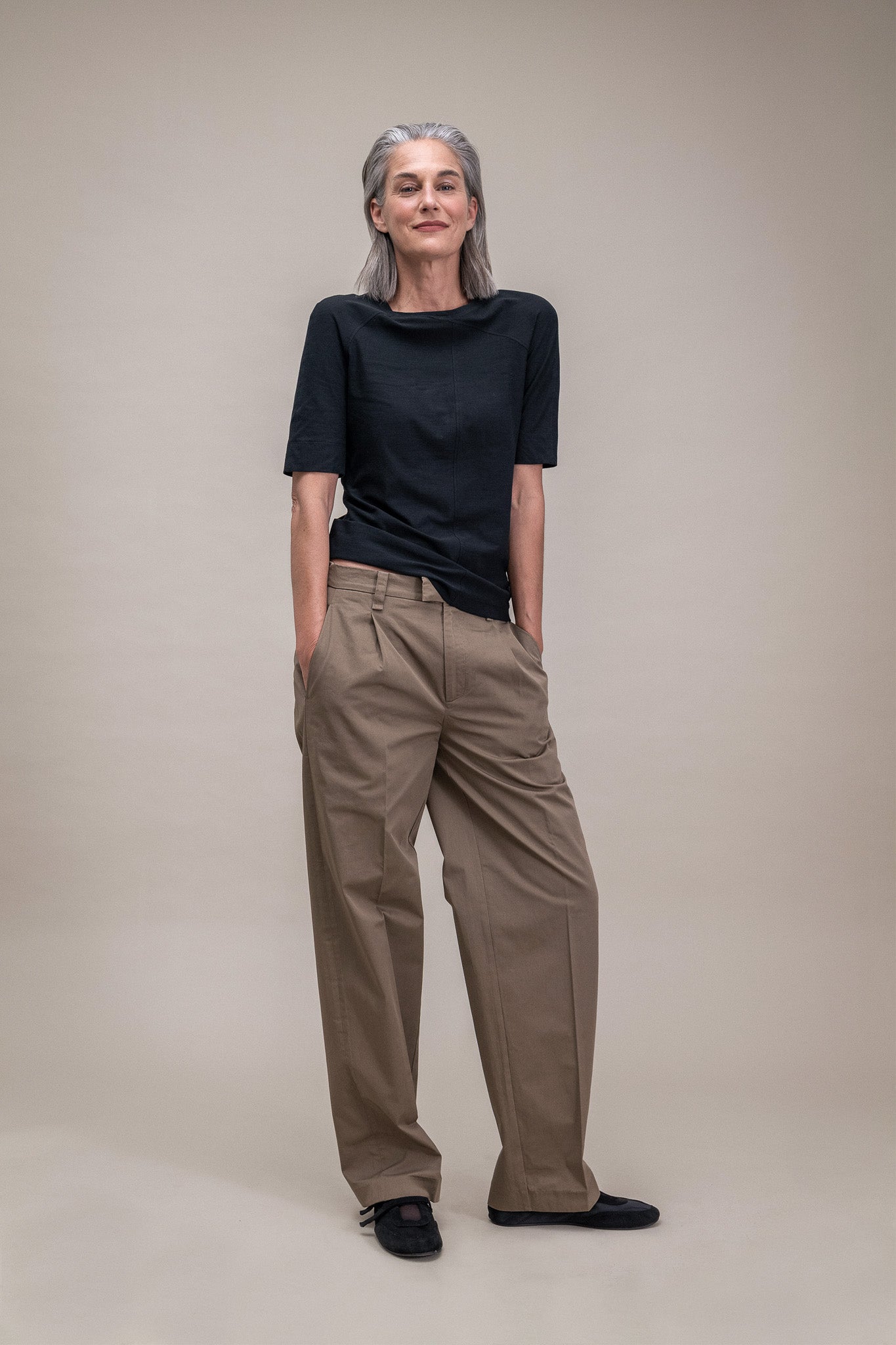 Wide Cotton Pants for Women in Brown