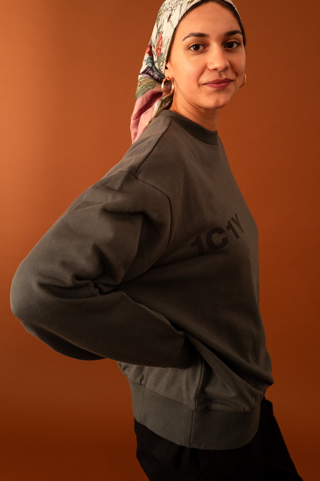 One Sweat Olive Grey Sweatshirt for Women
