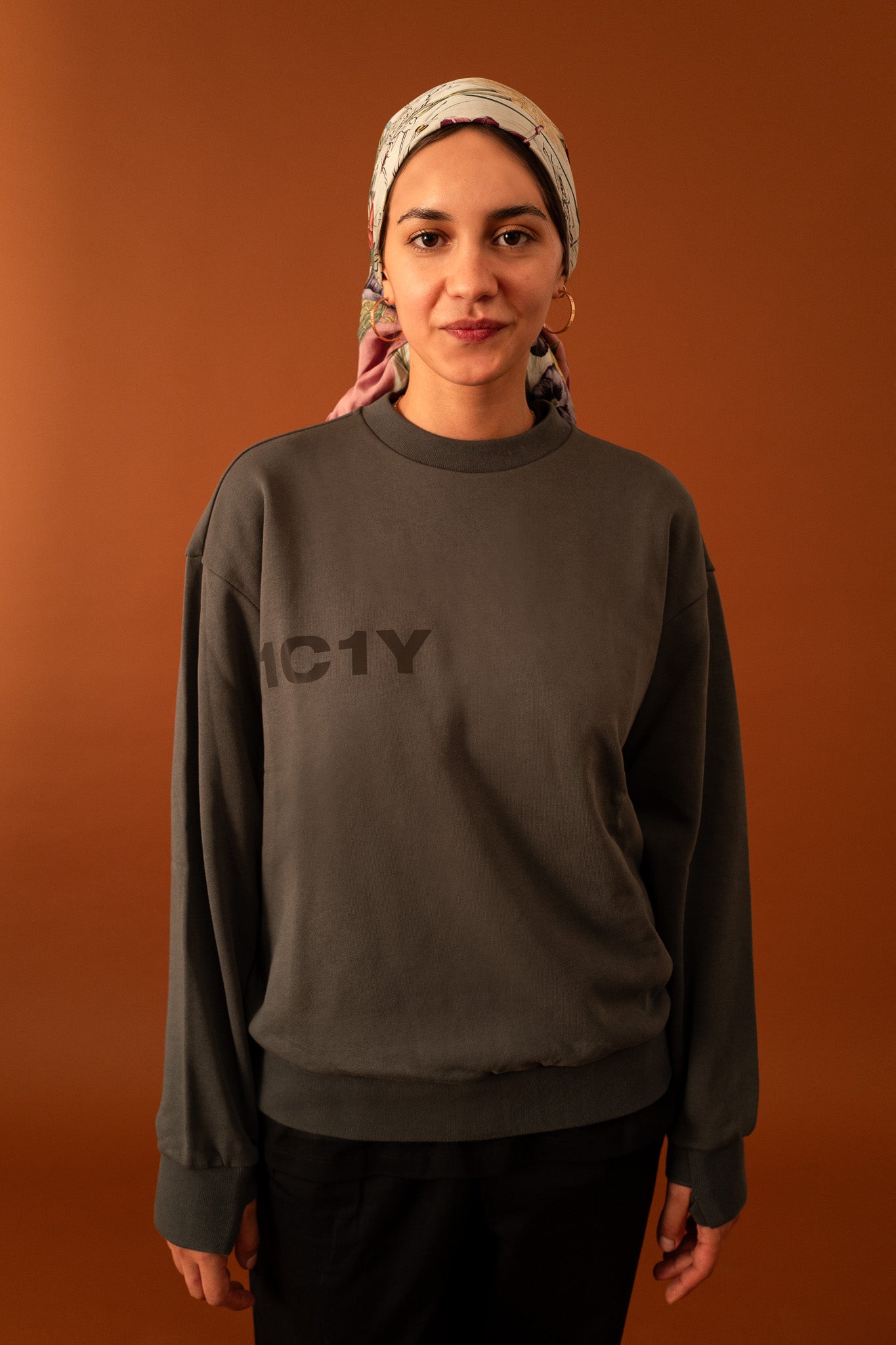 One Sweat Olive Grey Sweatshirt for Women