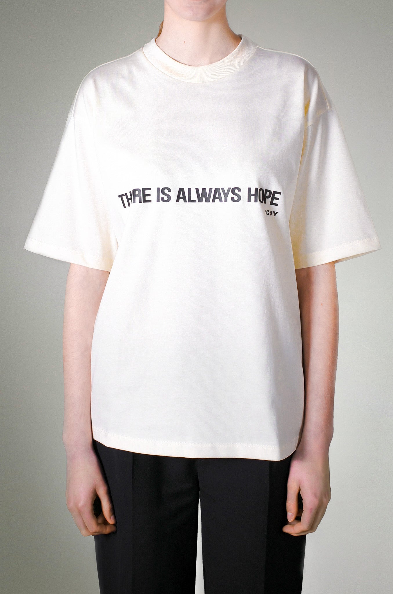 Oversized Cotton T-Shirt with Hope Print