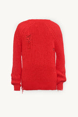 One Macro Summer Distressed Strickpullover in Rot