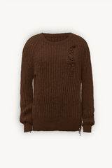 Distressed Sweater in Brown