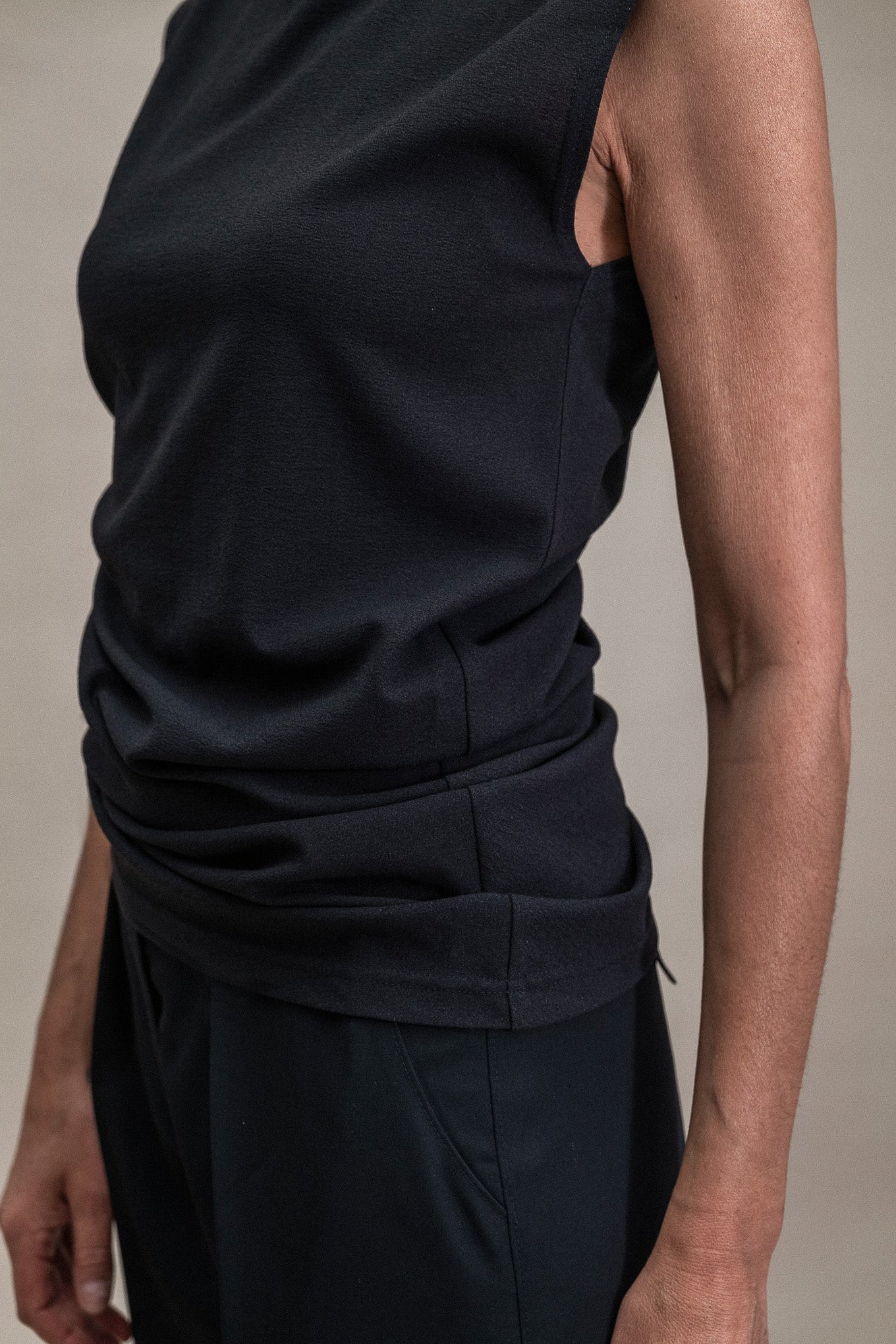 Asymmetric Draped Top in Black - 1C1Y | One Child One Year
