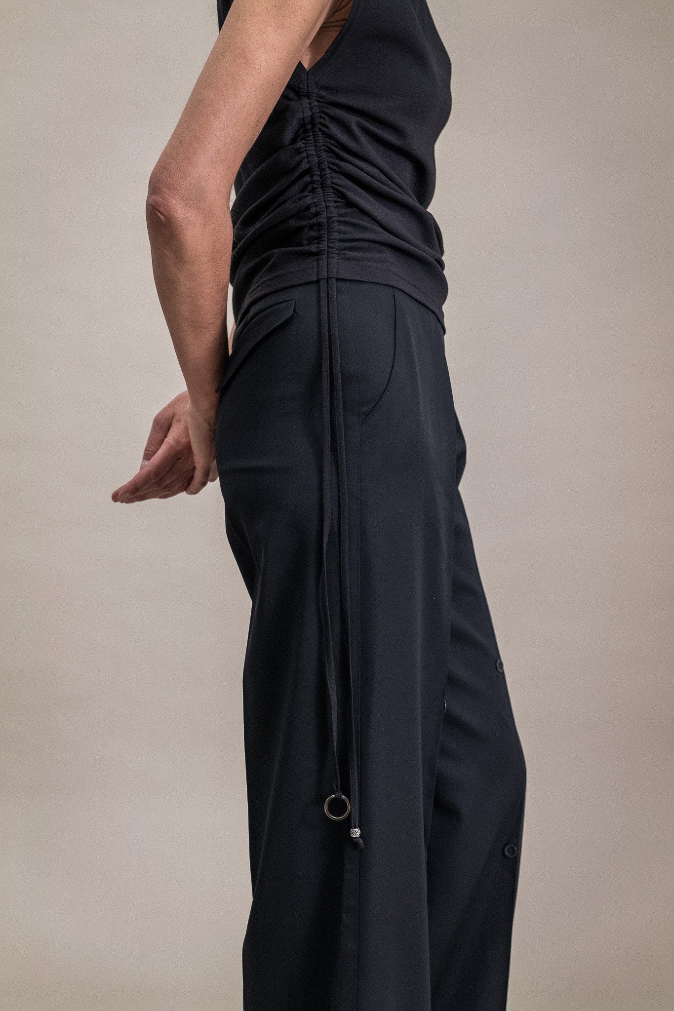 Asymmetric Draped Top in Black - 1C1Y | One Child One Year