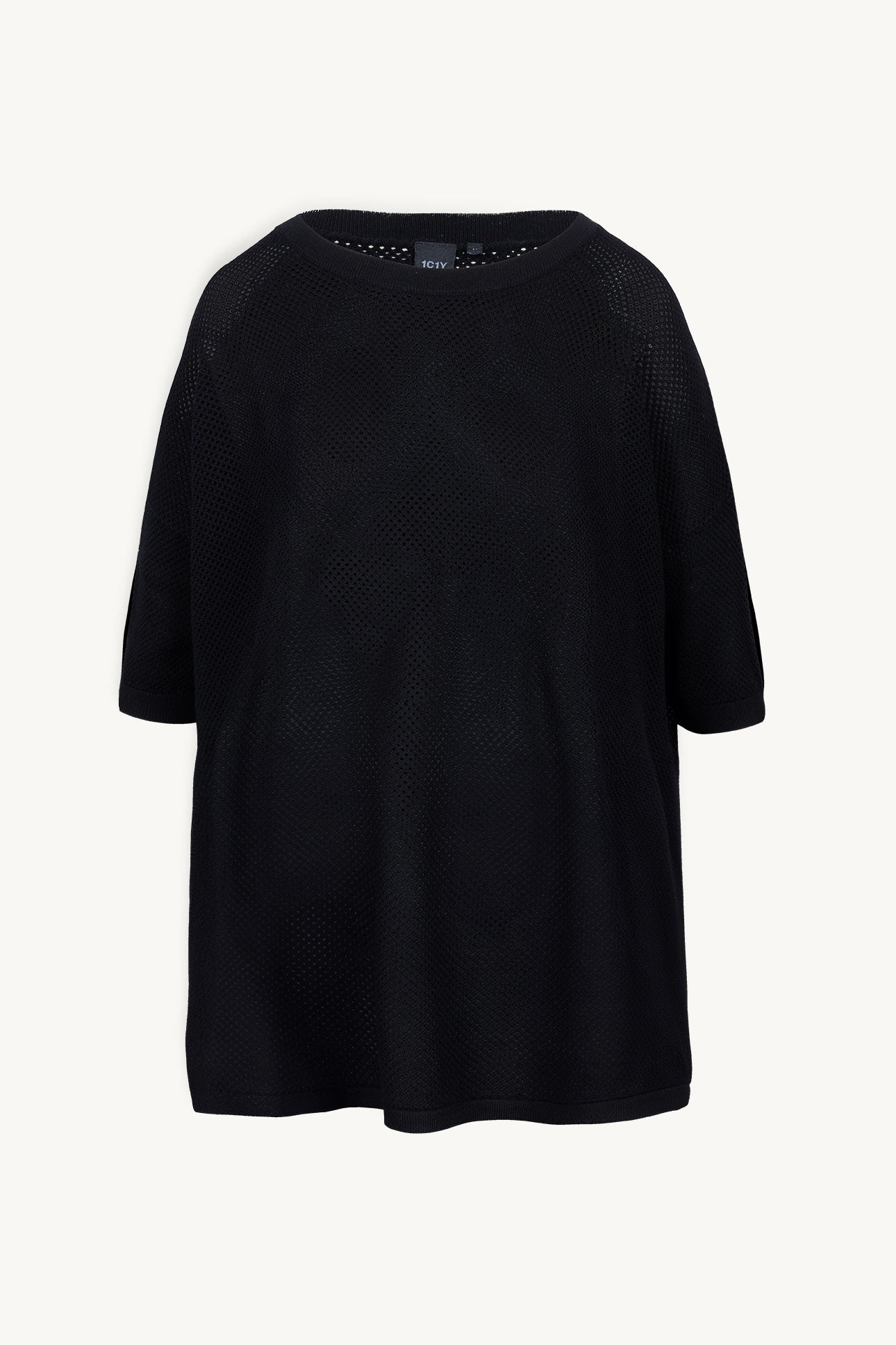 Ayd1 Knitted Womens Mesh Top in Black
