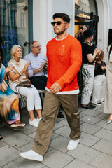 One Macro Summer Distressed Strickpullover in Rot