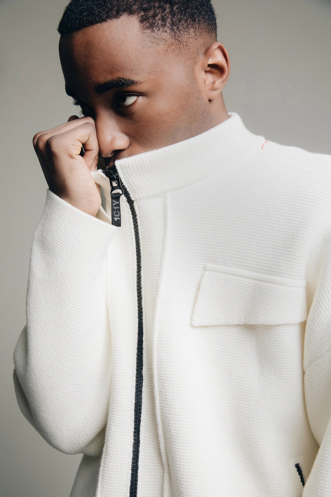 Sad1f Ivory Knit Jacket with Zipper - 1C1Y | One Child One Year