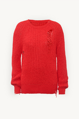 One Macro Summer Distressed Strickpullover in Rot