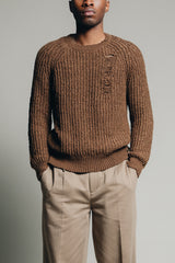 Distressed Sweater in Brown