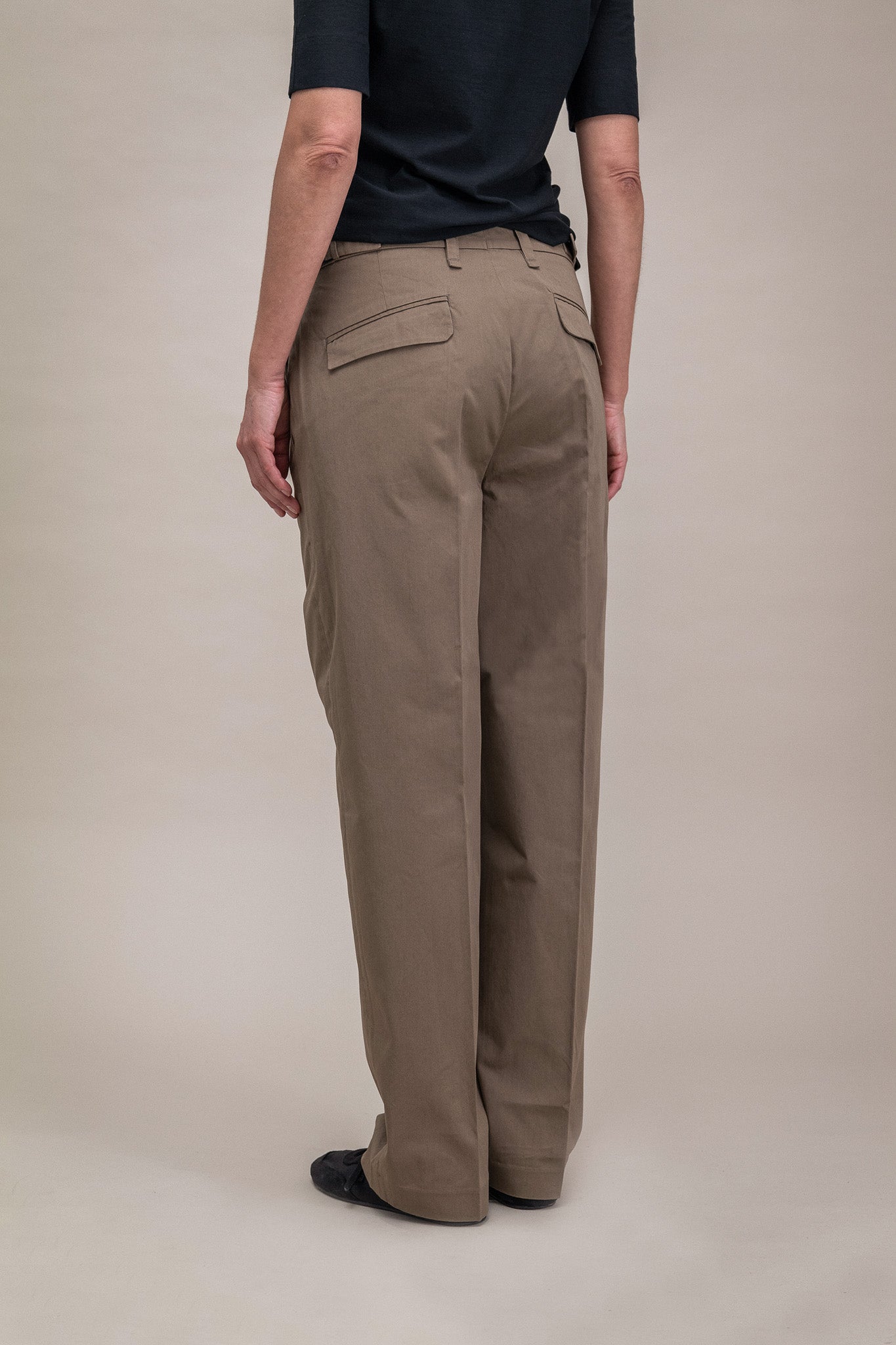 Wide Cotton Pants for Women in Brown