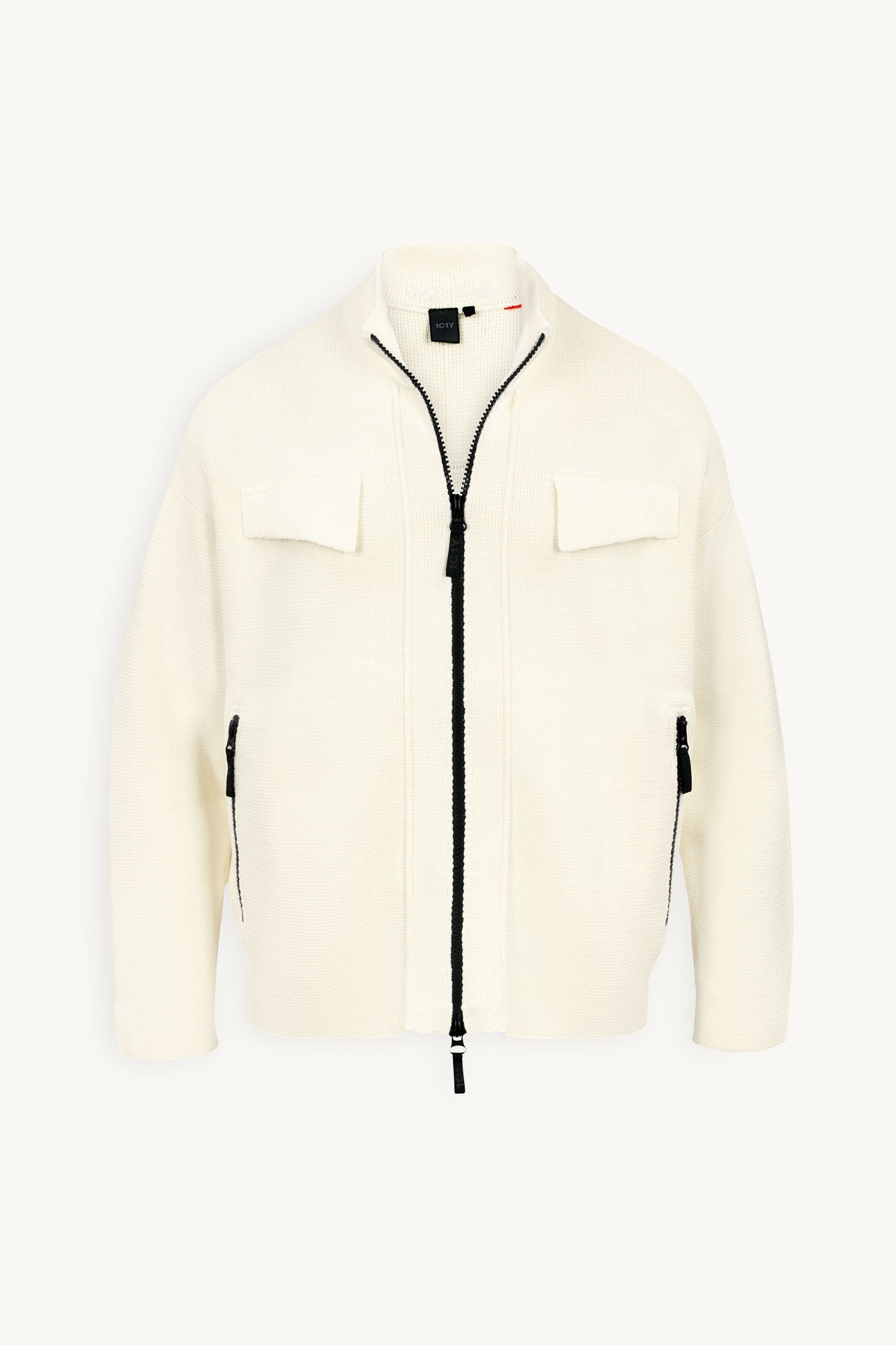 Sad1f Ivory Knit Jacket with Zipper