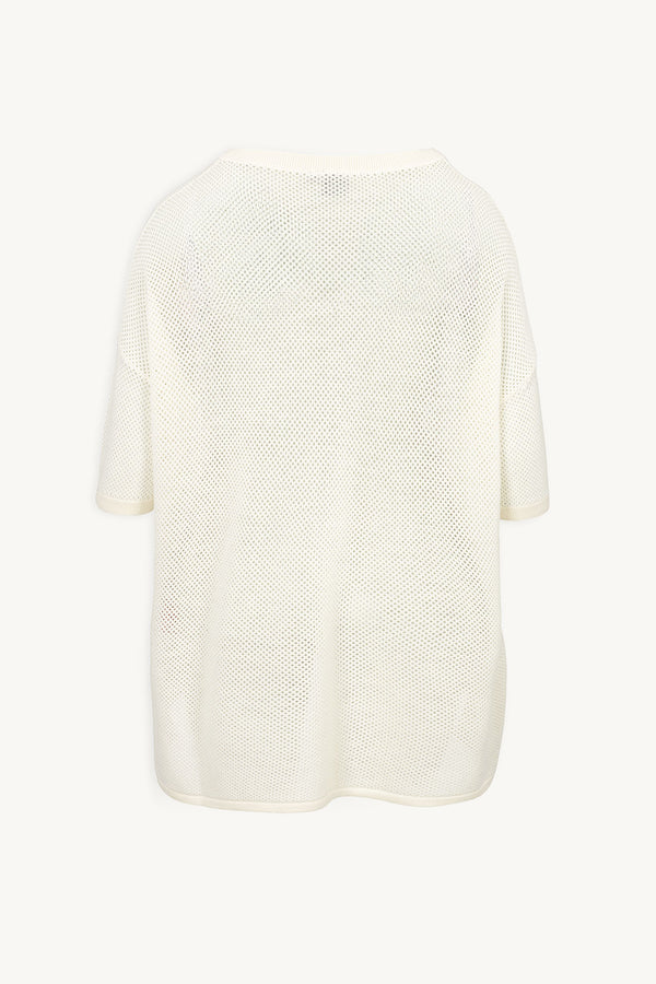 Ayd1 Knitted Mesh Top in Ivory